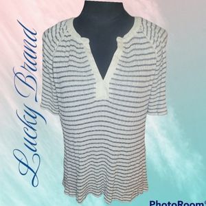 Lucky Brand Stripped Woven Top Sz M